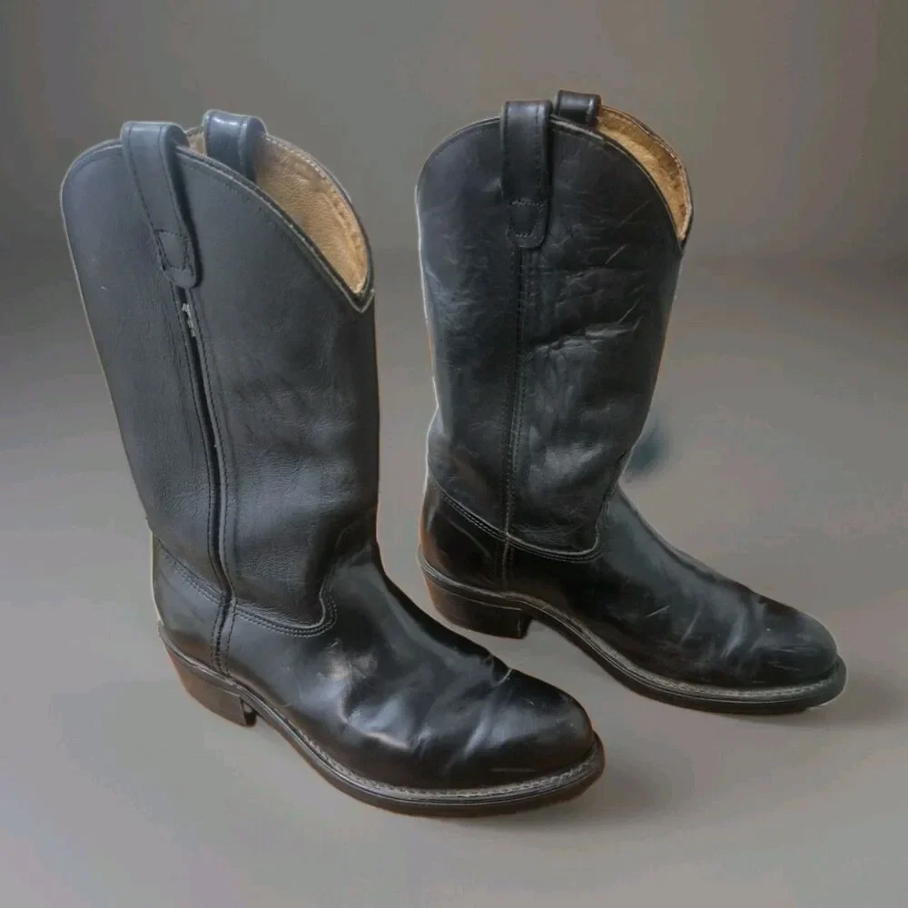 DOUBLE-H 4620 Men's Leather Work Western Cowboy Boot Black  Size 9.52E USA